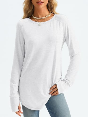 AUTOMET Womens Long Sleeve Shirts Crew Neck Casual Tshirts Fall Fashion Tops Loose Fit Lightweight Y2k Outfits Clothes