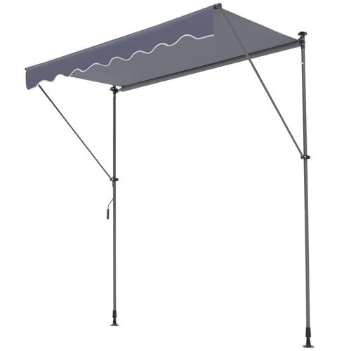VEVOR Manual Retractable Awning, 78" Outdoor Retractable Patio Awning Sunshade Shelter, Adjustable Patio Door Window Awning Canopy with 39" Sun Shade Curtain for Backyard, Garden, Balcony, Dark Gray