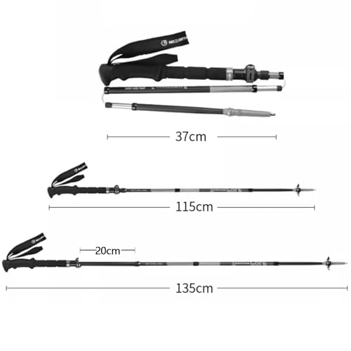 2 Pack Carbon Fibre Trekking Poles - Collapsible and Telescopic Walking Poles with Quick Lock System for Men, Foldable and...