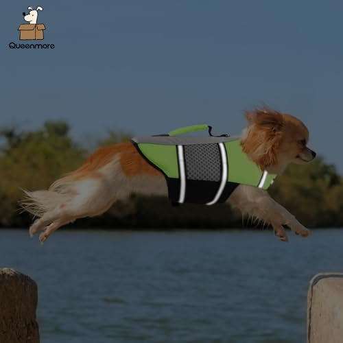 Queenmore Dog Life Jacket Small Float Vests for Swimming Boating Kayaking Mediumn Puppy Dogs Cats Neoprene Life Preserver ...