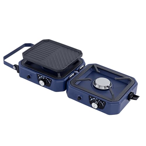 2-Burner Foldable Cetro Camping Stove CFBM PF-1921 with Griddle Portable Propane Camp Stove with 2 Adjustable Burners Piez...