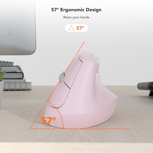 KYSONA EM18 Wireless Ergonomic Vertical Mouse, Ergo Design, Bluetooth Cordless Mouse, Silent Click, 5-Level Adjustable DP...