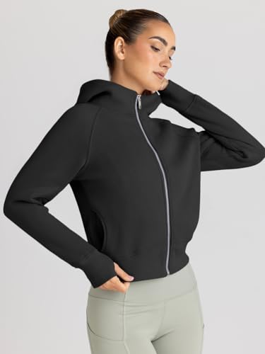 Trendy Queen Womens Zip Up Hoodies Jackets Cropped Sweatshirts Fleece Fall Outfits Casual Comfy Y2k Tops Winter Clothes 2026