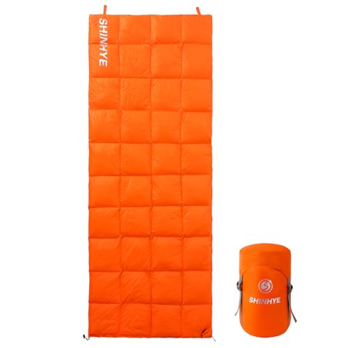 ShinHye Ultralight Adult Sleeping Bag 500g Premium Duck Down - Waterproof & Compressible 3-Season Camping/Backpacking 40-5...