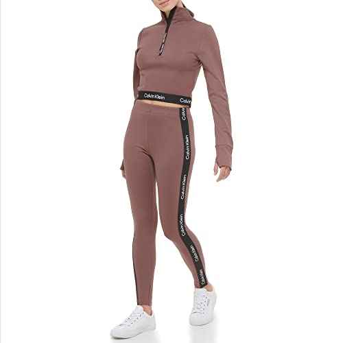 Calvin Klein Performance Women's High Waisted Logo Leggings, Terre, Small