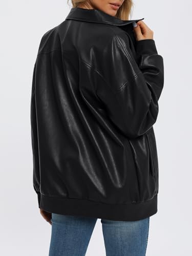 AUTOMET Womens Oversized Leather Jackets Zip Up Coats Faux Motorcycle Bomber Outfits Fall Trendy Fashion Winter Clothes 2026