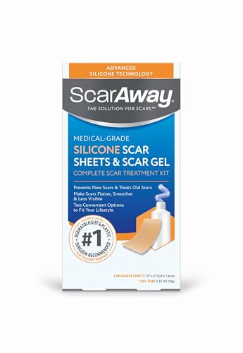 ScarAway Complete Scar Treatment Kit, Clinically Supported Treatment (Pack of 2) Tan Medical-Grade Silicone Scar Sheets (...