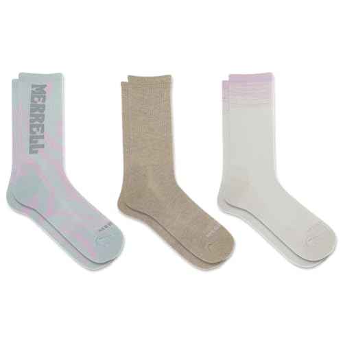 Merrell Repreve Everyday Crew Sock, Pink Assorted, S/M (Women's 5-9.5 / Men's 5-8.5)