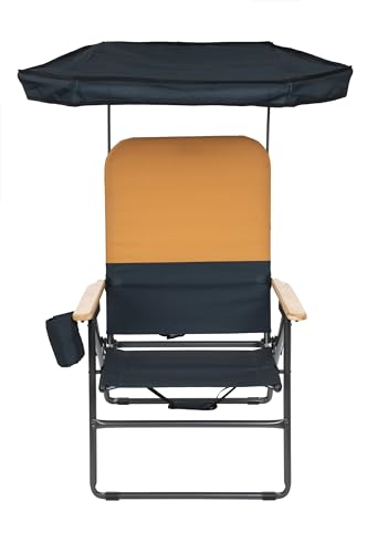 Camp & GO MaxShade Outdoor Oversized Heavy Duty Comfort Folding Camping Chair, Orange and Navy