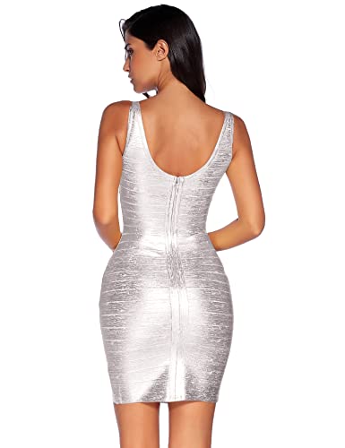 meilun Sexy V-Neck Bandage Bodycon Cocktail Dress for Wedding Guest Strap Foil Formal Gowns Evening Dress