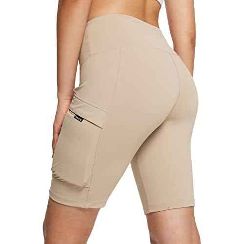 baleaf Women's Hiking Shorts High Waist Biker Shorts Close Fit Cargo Zip Pockets Running Outdoor Travel Workout