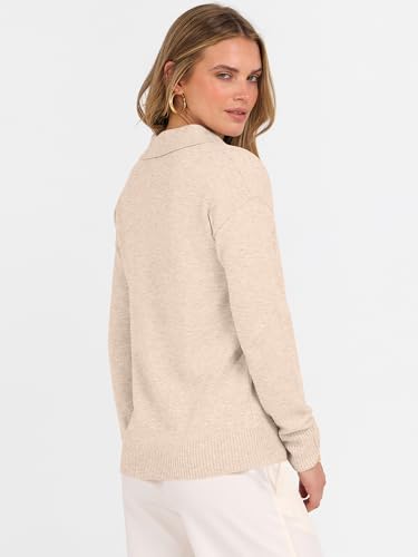 ANRABESS Womens Polo V Neck Long Sleeve Sweaters Lightweight Dressy Casual Business Basic Knit Pullover Top 2025 Fall Outfits