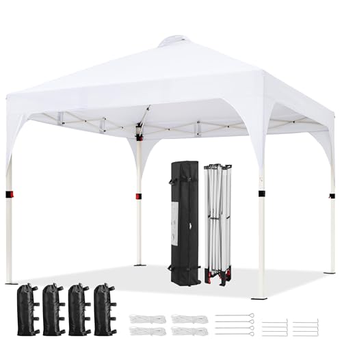 Yaheetech 10x10 Pop Up Canopy Tent with Vent, Easy Set Up Tent, Instant Sun Shelter Canopy with Wheeled Bag, 4 Sandbags, 1...