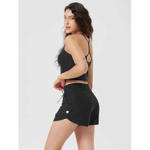 ODODOS Women's Performance Shorts Ultra Soft Stratum Tech Mid Rise Relaxed Shorts with Pocket 3" Inseam Moisture Wicking