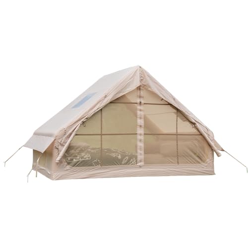 Inflatable Tents for Camping, Blow Up Tent with Hand Pump, Easy Setup 4 Season Inflatable Tent with Mesh & Chimney Windo...