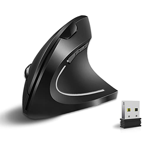Vassink Ergonomic Wireless Mouse, Rechargeable Mouse 2.4Hz Vertical Wireless Optical Mice with USB Receiver, 6 Buttons for...