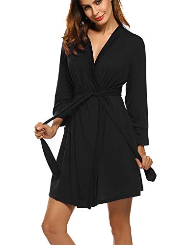 HOTOUCH Womens Robe Lightweight Short Knit Bathrobe Soft Ladies Sleepwear with Pockets