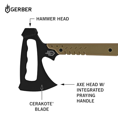 Gerber Gear Downrange Tactical Tomahawk Survival Multitool, Made in USA Camping Axe with Hammer Head and Steel Pry Bar, In...