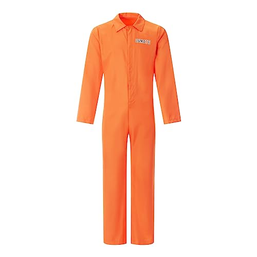 Villagepageme Orange Prison Jumpsuit Costume Women Men Jail Halloween Costumes Couples Matching Prisoner Cosplay Outfits