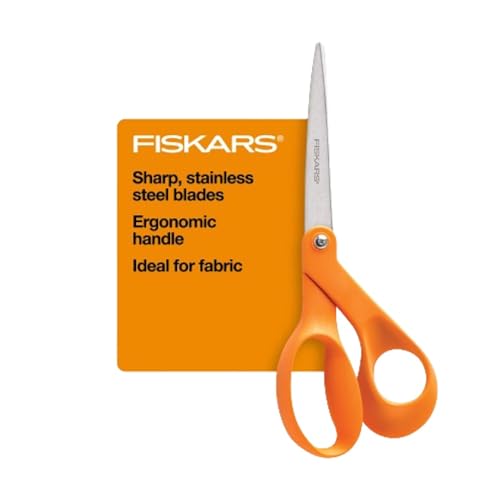 Fiskars 8" Original Orange-Handled Stainless Steel Scissors, Ergonomic and Keeps Material Flat, Sharp All-Purpose Paper an...