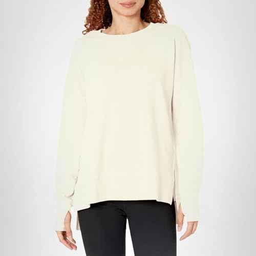 Sweaty Betty Women's After Class Longline Crewneck With Side Slit Sweatshirt, Lily White, X-Small