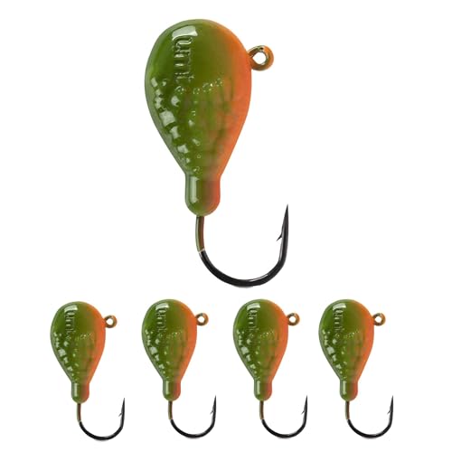 UMT Flat Head 1.5oz Rockaway Wrecker Blackfish Jig Orange/Green – for Blackfish, Porgy, Fluke, Sea Bass – 1, 5, 10 Pack Bu...