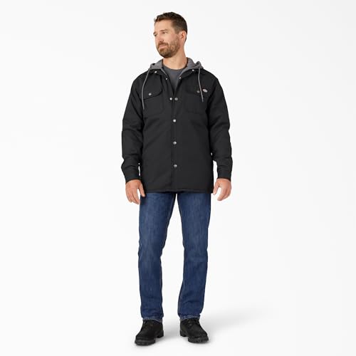 Dickies mens Fleece Hooded Duck Shirt Jacket With Hydroshield