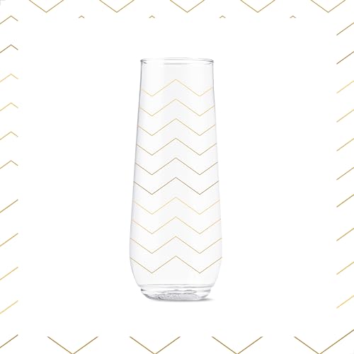 TOSSWARE POP 9oz Flute Festive Cheers Series, SET OF 6, Premium Quality, Recyclable, Unbreakable & Crystal Clear Plastic P...