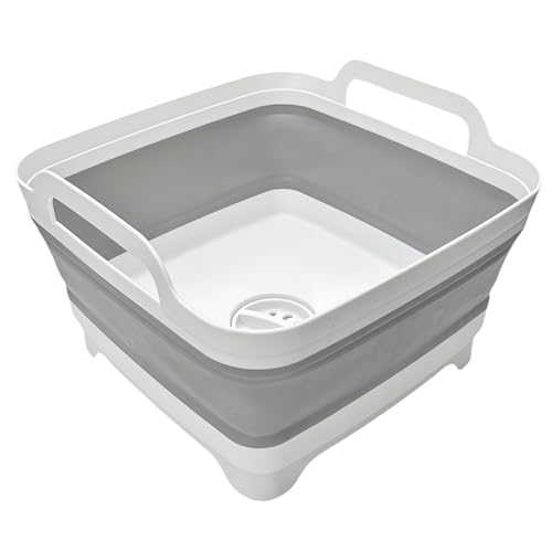 MontNorth Collapsible Wash Basin 9L, Foldable Dish Tub with Drain Plug, Portable Collapsible Dish Basin, Camping Sink for ...
