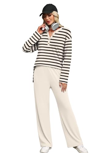 XIEERDUO Lounge Sets for Women 2 Piece V Neck Button Matching Sweatsuit Loungewear Fall Outfits Fashion Clothing Pajamas