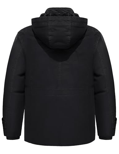 TACVASEN Men's Winter Jacket Cotton Military Jackets Fleece Lined Thick Work Warm Cargo Coats with Hooded
