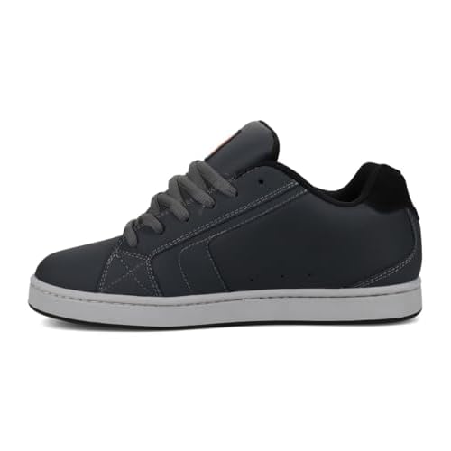 DC Shoes Men's Net Sneaker, Grey/Black/Orange, 8.5