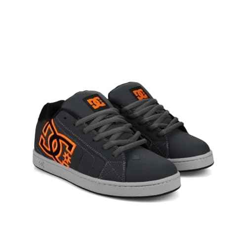 DC Shoes Men's Net Sneaker, Grey/Black/Orange, 9