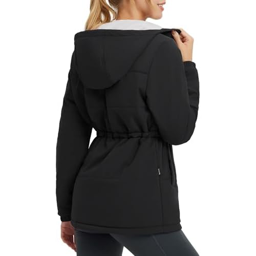 baleaf Women's Winter Coat Long Puffer Jacket Quilted Jackets with Hood Warm Running Insulated Hiking Snow