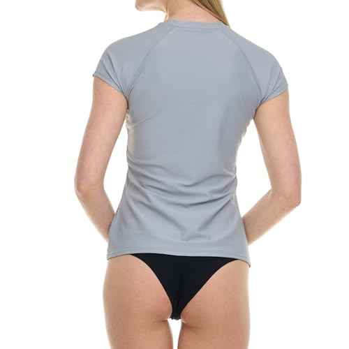 Hurley Rash Guard for Women, Short Sleeve Swim Shirts for Women Rashguard, UPF 50+ SPF & UV Protection Silver