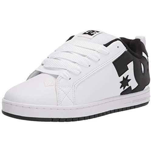 DC Men's Court Graffik Skate Shoe, White/Black/Black,12.5 M US