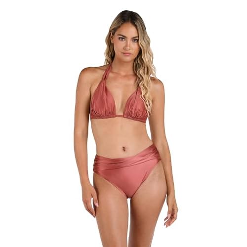 La Blanca Womens Mid-Waist Twist Front Swimsuit Bottom