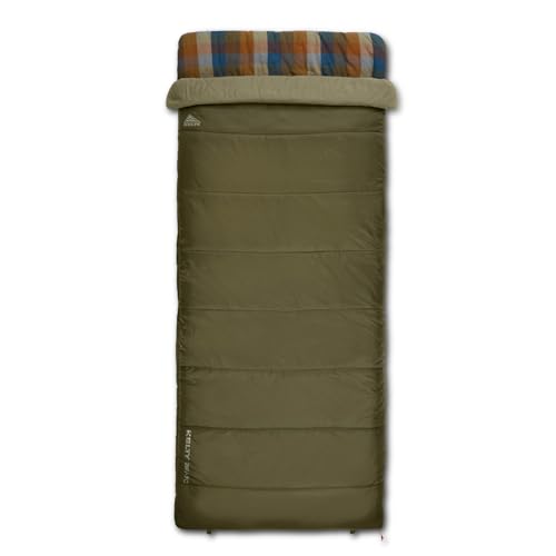 Kelty Wayback Flannel Lined Sleeping Bag, Built in Blanket, Traditional Rectangle Shape, Organic Flannel Cotton Liner, Dua...