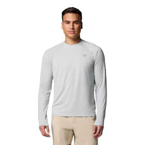 Columbia Mens PFG Uncharted Long Sleeve Shirt, Cool Grey Heather, Medium