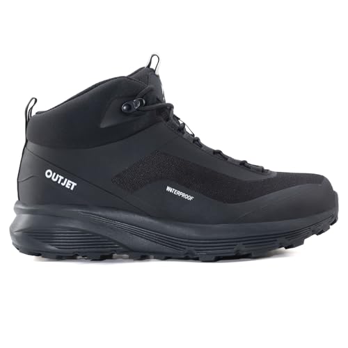 OUTJET Men's Waterproof Hiking Boots Lightweight Comfortable Outdoor Walking Trail Boots Shoes