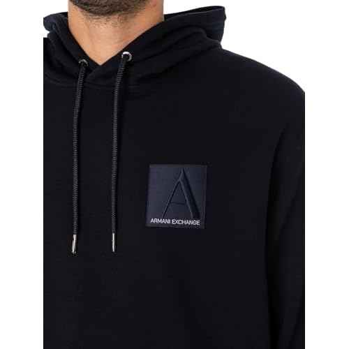 Armani Exchange mens Limited Edition a Line Logo Stretch Cotton Poly Hooded Drawstring Sweatshirt