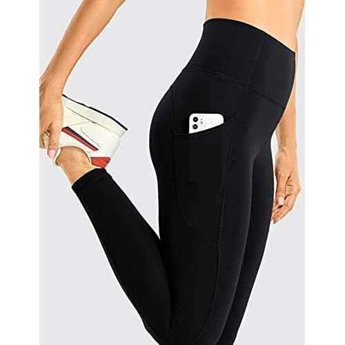 CRZ YOGA Womens Brushed Naked Feeling Workout Leggings 25" - High Waisted Gym Athletic Tummy Control Yoga Pants with Pockets