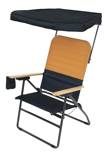 Camp & GO MaxShade Outdoor Oversized Heavy Duty Comfort Folding Camping Chair, Orange and Navy