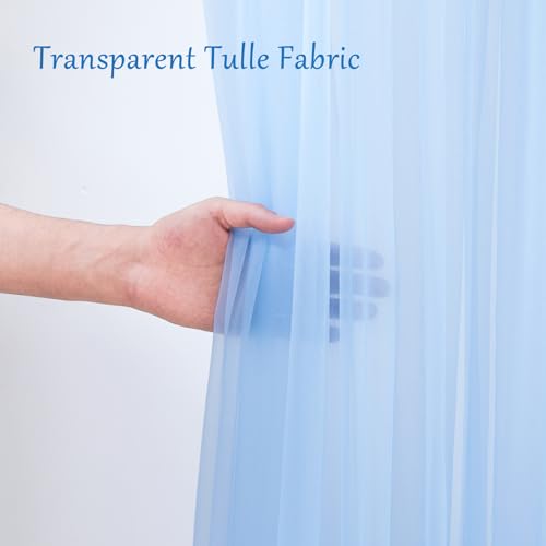 10x10 Blue Tulle Backdrop Curtains for Parties, Sheer Backdrop Curtain Wedding Photo Background Drapes for Baby Shower Pho...