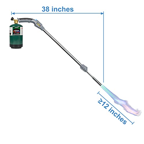 BLUEFIRE 38" Long Propane Weed Torch 50K BTU Trigger Start Self Ignition on Handle Heavy-Duty Portable Weeds Burning Garde...