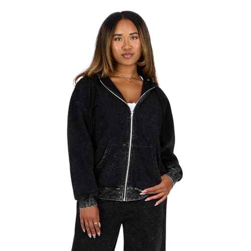 Forever 21 womens Oversized Zip-up Enzyme Wash Hoodie