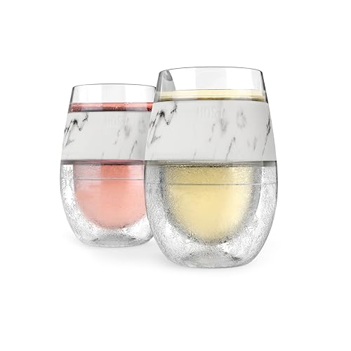 Host Wine Freeze Cup Set of 2 - Plastic Double Wall Insulated Wine Cooling Freezable Drink Glasses with Freezing Gel, Wine...