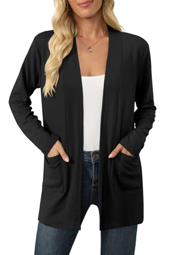 Kinnette Women's Long Sleeve Cardigan Lightweight Casual Open Front Cardigans with Pockets