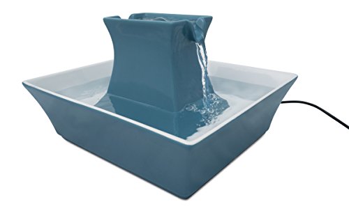 PetSafe Drinkwell Pagoda Fountain - Hygienic Ceramic Continuous Flowing Fountain - Elevated Upper Bowl & Double Free-Falli...