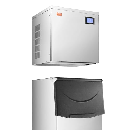 VEVOR Commercial Ice Maker Machine, 400LBS/24H Ice Making Machine with 250LBS Large Storage Bin, Auto Self-Cleaning Ice Maker Machine with Touchscreen for Bar Cafe Restaurant Business Commercial